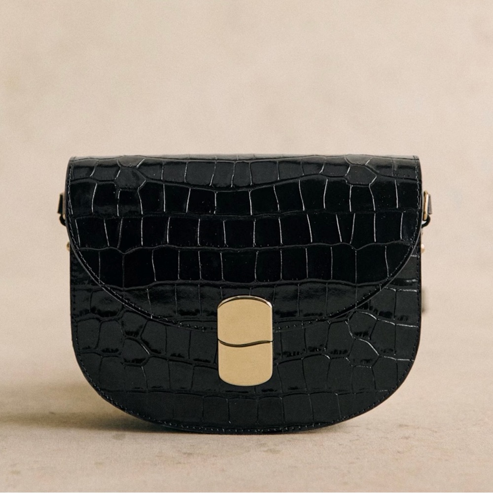 Sezane CLAUDE Bag - Black Crocodile Print Brand New
